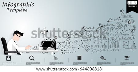 vector businessman think work on the table background white line pattern modern design - Design Idea vector businessman think work on the table background white line pattern modern design - Design Idea