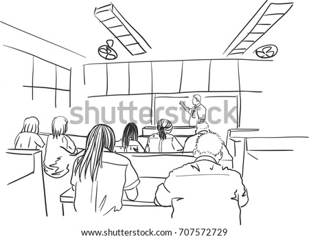 Vector Art Drawing Adult Students Class Stock Vector 707572729