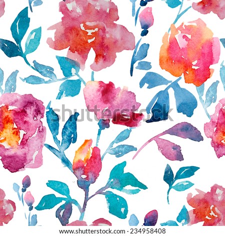 Vector Watercolour Floral Pattern Delicate Flowers Stock Vector ...