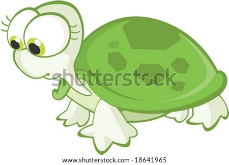 Cute Cartoon Turtle Huge Eyes Vector Stock Illustration 83027755 ...