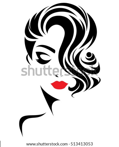 stock vector illustration of women short hair style icon logo women face on white background vector 513413053