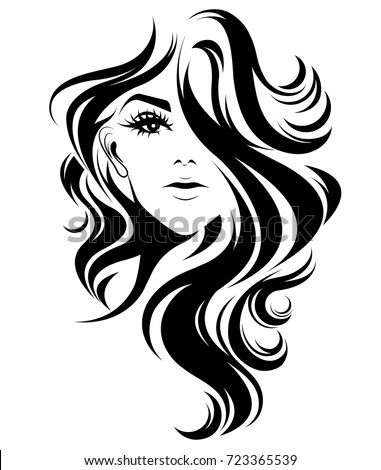 Illustration Women Long Hair Style Icon Stock Vector 