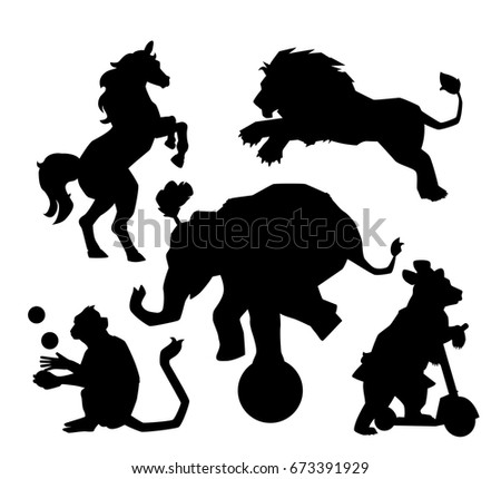 Download Set Circus Silhouette Animals Performance Isolated Stock ...