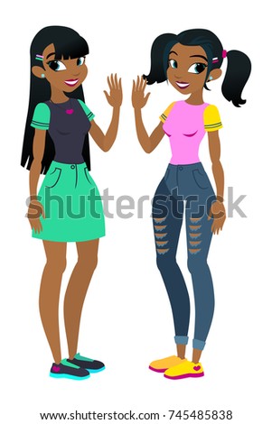 Cartoon Group Teenage Girls Stock Vector 103049306 - Shutterstock