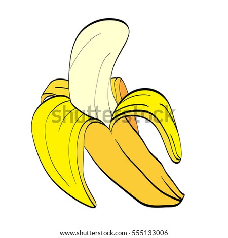 Illustration Isolated Cartoon Peeled Banana Vector Stock Vector ...