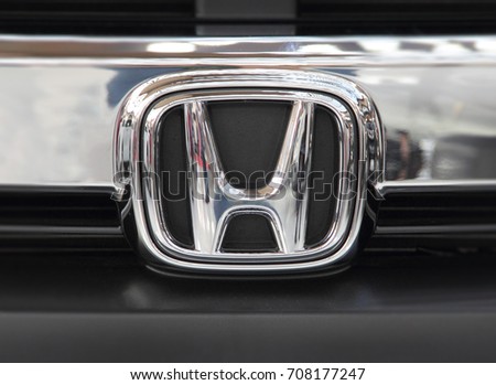 Serbia; Belgrade; April 2, 2017; The macro close up of Honda logo; The 53rd International Motor Show in Belgrade from March 24th to April 2nd, 2017.