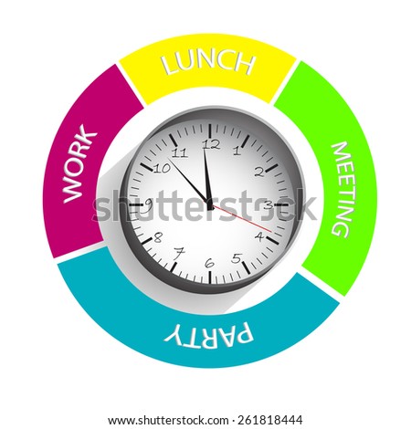 Daily Schedule Clock All Daily Activity Stock Vector 