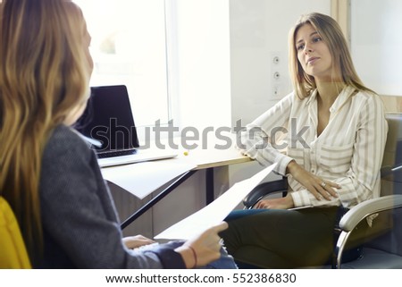 female recruiter manager making interview with young international student on graphic designer occupation asking questions and - International Student Recruiter female recruiter manager making interview with young international student on graphic designer occupation asking questions and - International Student Recruiter