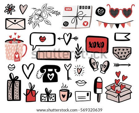Valentines Day Set With Love Elements Heart Overlays Speech Bubbles And Etc Valentines Day Set With Love Elements Heart Overlays Speech Bubbles And Etc