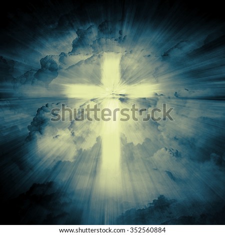 Glowing Cross On Sky Radial Rays Stock Illustration 99978452 - Shutterstock