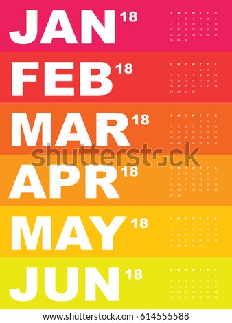 Template of calendar for 2018