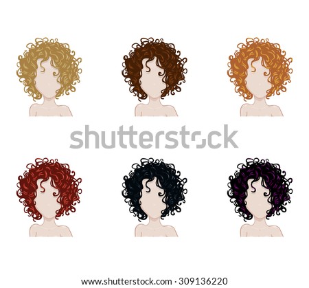 Set of female hair style. Vector collection.Trendy hairstyles