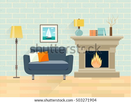 Living Room Interior Design Furniture Sofa Stock Vector 529549399 ...