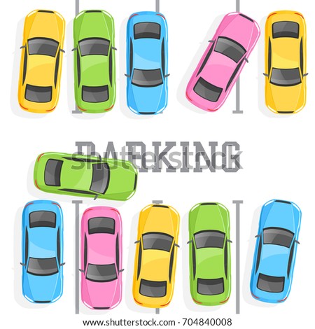 Cars Top View Vector Flat City Stock Vector 444201961 - Shutterstock