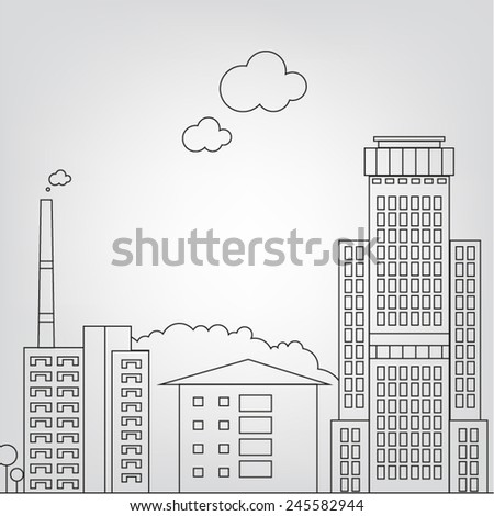 Cartoon Vector Outline Illustration City Skyline Stock Vector 95299828