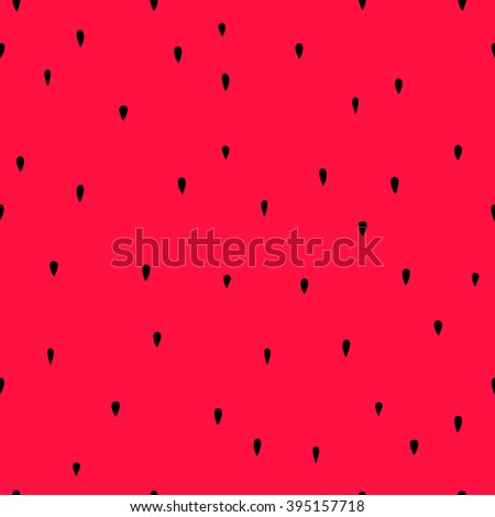 Seamless vector pattern of red watermelon flesh with black seeds. Simple and beautiful abstract pattern.