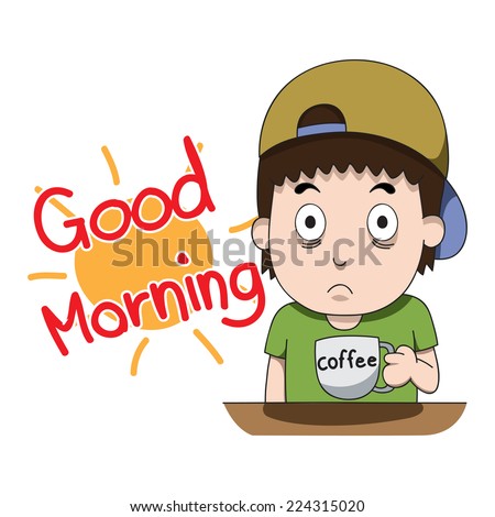 Good Morning Cartoon Character Vector Illustrator Stock Vector (Royalty