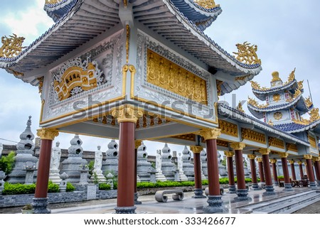 HAI PHONG, VIETNAM, JULY 30, 2015 : CAO LINH Pagoda attracts a lot of new foreign tourists each year. The corridor