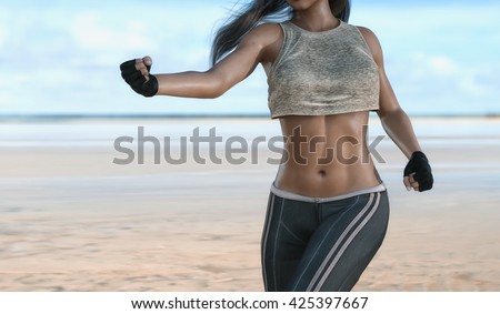 fitness woman exercise outdoor - 3d rendering