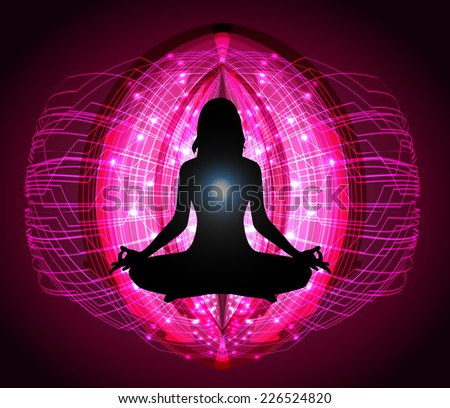yoga lotus position chakra light stock illustration pink light meditation