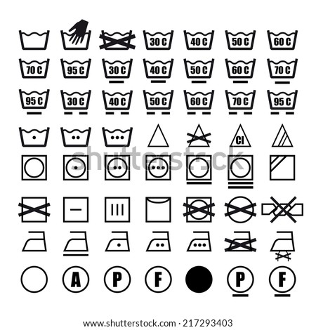 Vector Icon Set Washing Symbols Washing Stock Vector 217293403 ...