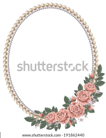 frame pearl oldfashioned roses stock illustration 191862440