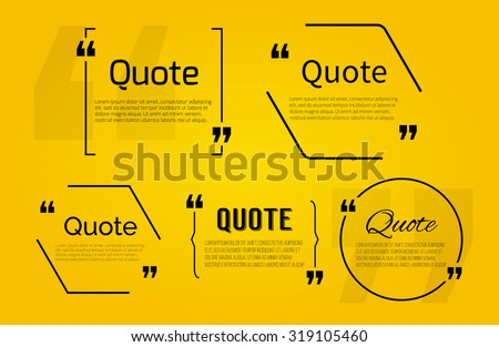 Set of Quote blanks with text bubble with Commas. Vector template for note,message, comment. Dialog box.