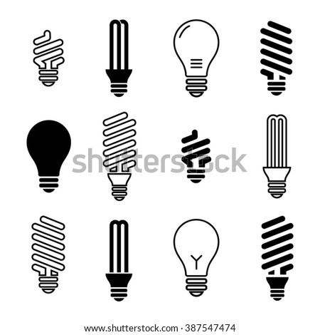 Light Bulb Lamp Icons On White Stock Vector 401926645 - Shutterstock
