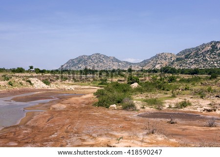 Vietnamese mountain scenery, Ninh Thuan region, Vietnam, Southeast Asia, Asia