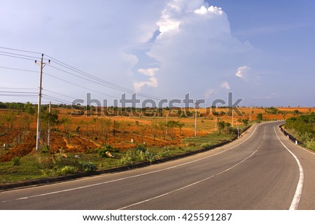 Lonely coastal road, Highway at Phan Thiet,Mui Ne, Ninh Thuan province, Vietnam, Asia