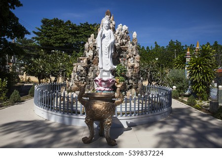 NINH THUAN,VIETNAM -AUGUST 19, 2016:Dieu An Pagoda in Thap Cham, Phan Rang,, Ninh Thuan, Vietnam