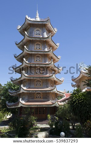NINH THUAN,VIETNAM -AUGUST 19, 2016:Dieu An Pagoda in Thap Cham, Phan Rang,, Ninh Thuan, Vietnam