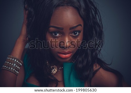 Beautiful mulatto portrait. stylish sexy - stock photo