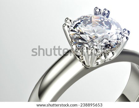 Golden Ring with Diamond. Jewelry background