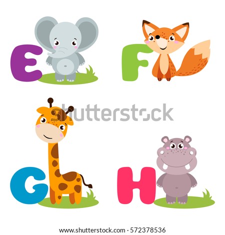 Vector Illustration Alphabet Animals E H Stock Vector 572378536