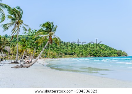 Phu Quoc Island, Kien Giang, Vietnam 11 March 2016: beautiful lanscapes of beach near a home stay in SAO Beach in Phu Quoc Island, foreign tourist