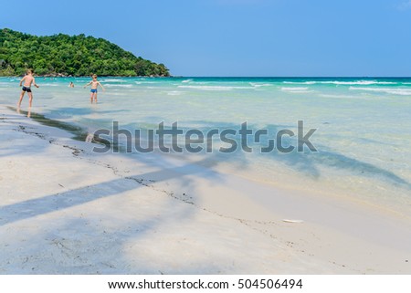 Phu Quoc Island, Kien Giang, Vietnam 11 March 2016: beautiful lanscapes of beach near a home stay in SAO Beach in Phu Quoc Island, foreign tourist