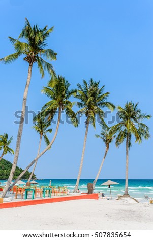 Phu Quoc Island, Kien Giang, Vietnam 11 March 2016: beautiful lanscapes of beach in a home stay in SAO Beach in Phu Quoc Island, foreign tourist