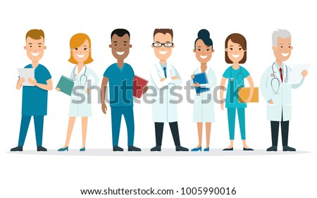 Flat Male Female Doctors Healthcare Vector Stock Vector 1005990016 ...