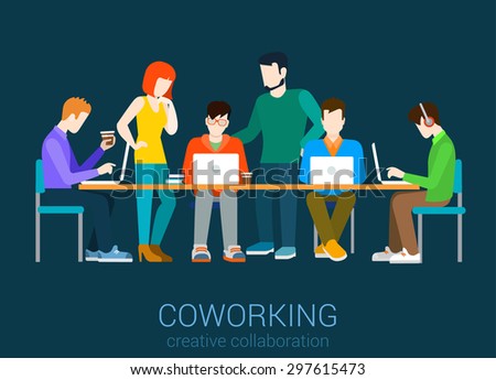 coworking flat web infographic concept vector co working group of people by the table - Collection Agent Jobs coworking flat web infographic concept vector co working group of people by the table - Collection Agent Jobs