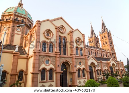 Buon Me Thuot, Vietnam - Mar 30, 2016: Buon Ho church in Buon Me Thuot province, central highland of Vietnam
