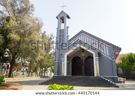 Buonmathuot, Vietnam - March 30, 2016: A typical common church in the city of Buon Ma Thuot in the Central Highlands of Vietnam