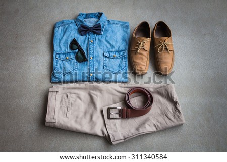 Mens Casual Outfits Man Clothing Accessories Stock Photo 424798660 ...