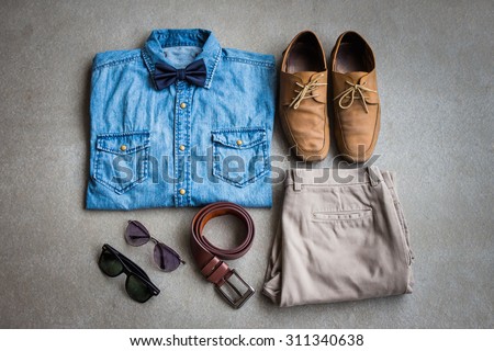 Mens Casual Outfits Man Clothing Accessories Stock Photo 424798660 ...