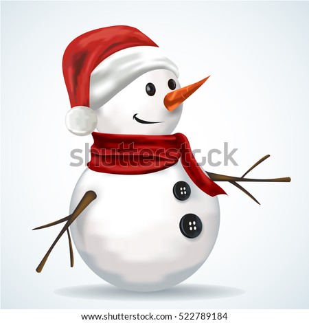 snowman wearing santa hat