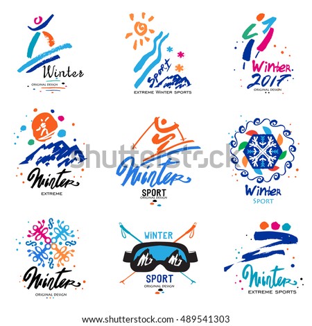 Winter Sport Logo Illustration Snowy Mountains Stock Vector 489541303 