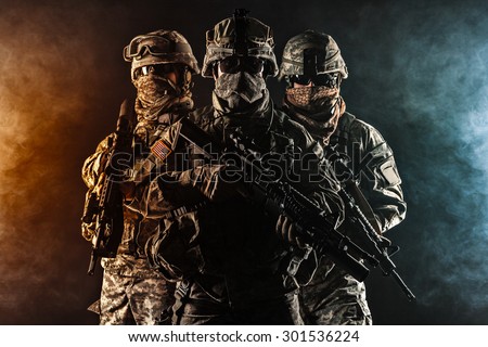 United States paratroopers airborne infantry in the smoke