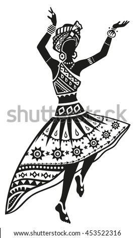 African Woman Dancing Ritual Dance Bright Stock Vector 