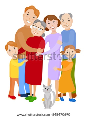 Happy Family Holding Hands All Single Stock Vector 73245085 - Shutterstock