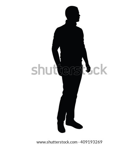 Young Man Jeans Sweater Stands Looks Stock Vector 409193269 - Shutterstock